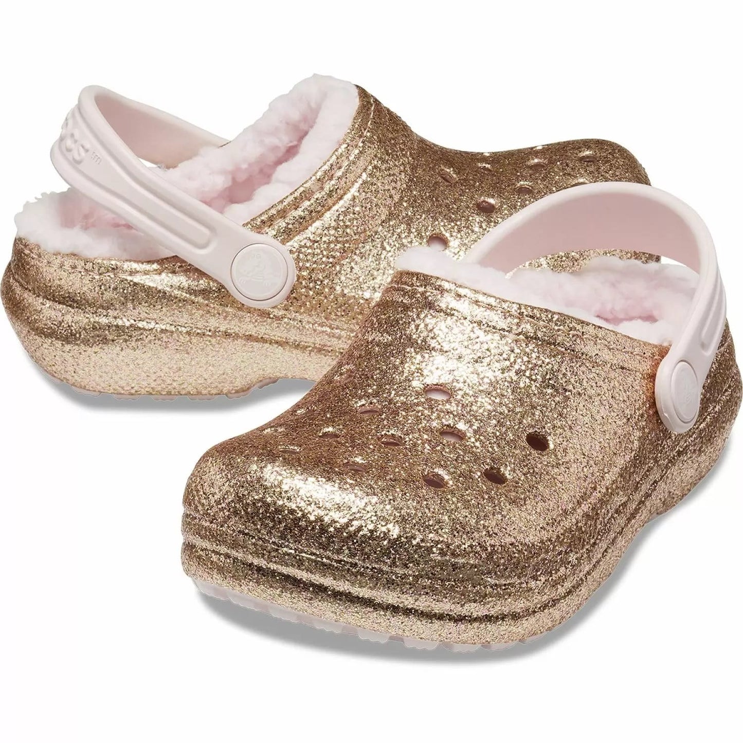 CLASSIC LINED GLITTER CLOG TODDLER GOLD/BARELY PINK